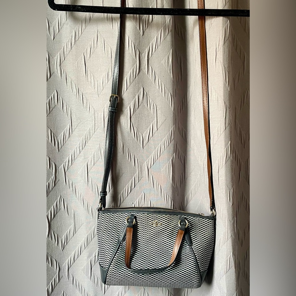 Coach Black and Brown Crossbody Bag with Leather Accents
